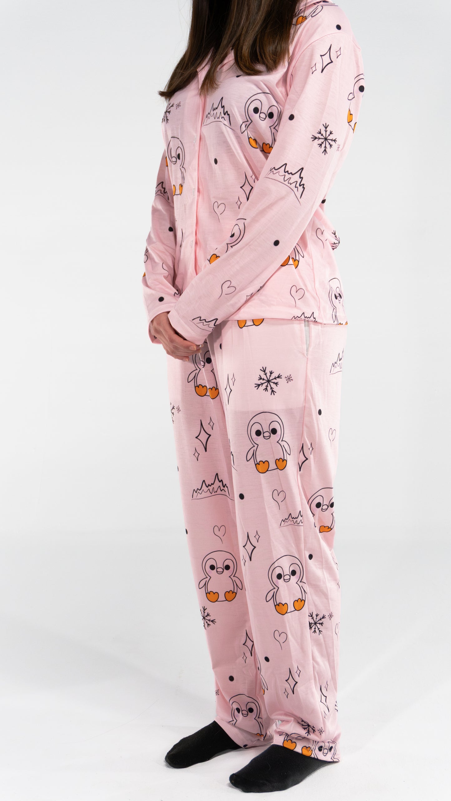 Pyjama à manche longue Pingouin Rose femme