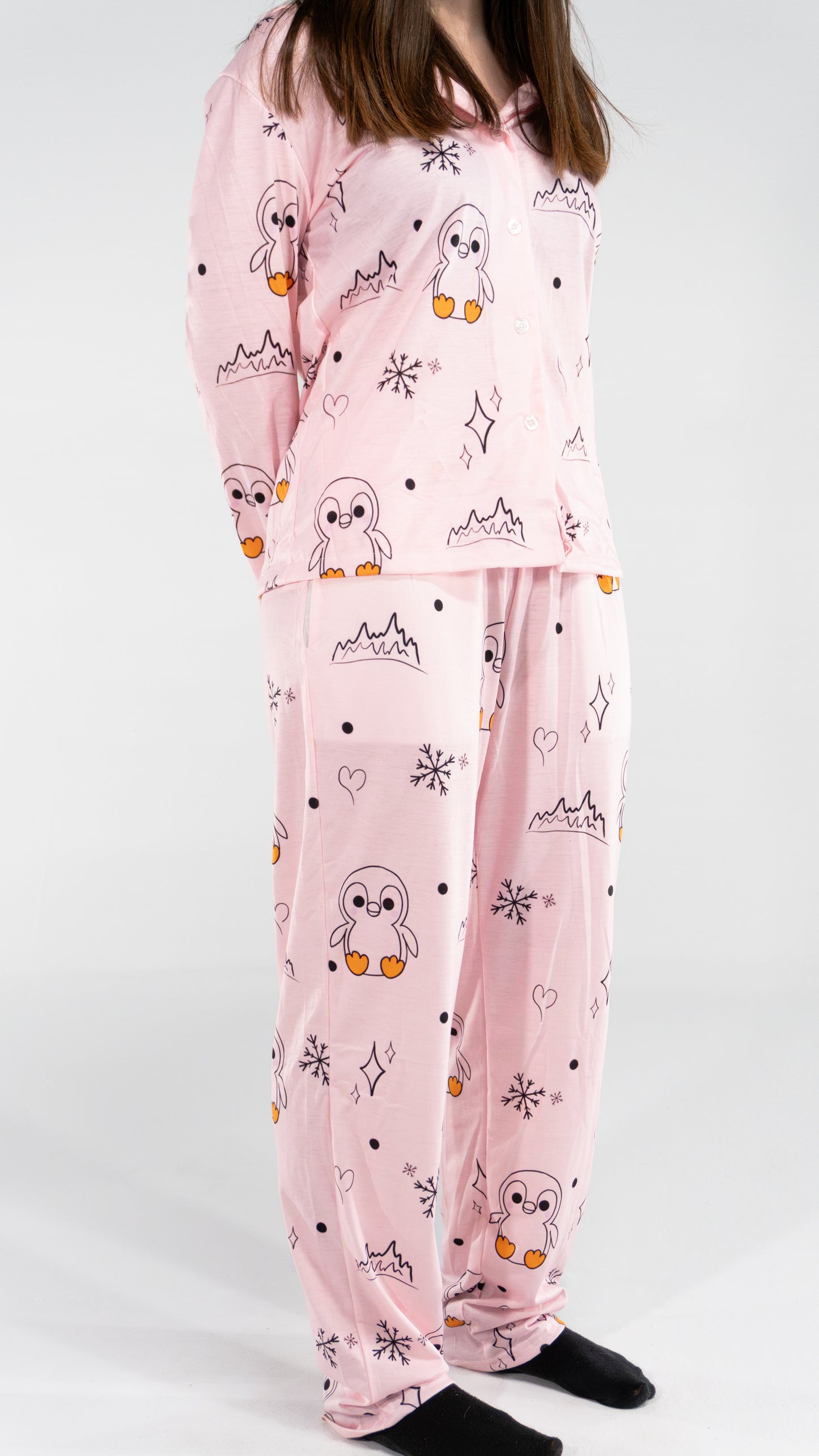 Pyjama à manche longue Pingouin Rose femme