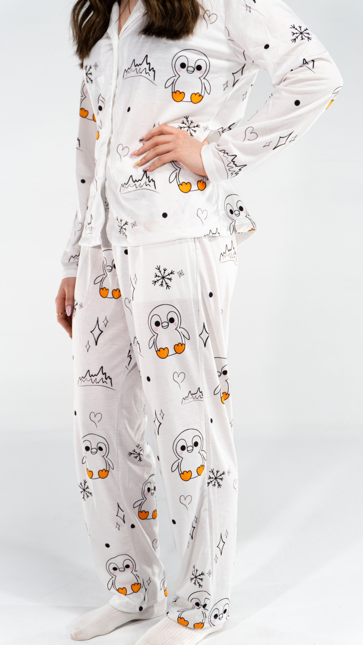 Pyjama à manche longue Pingouin Blanc femme