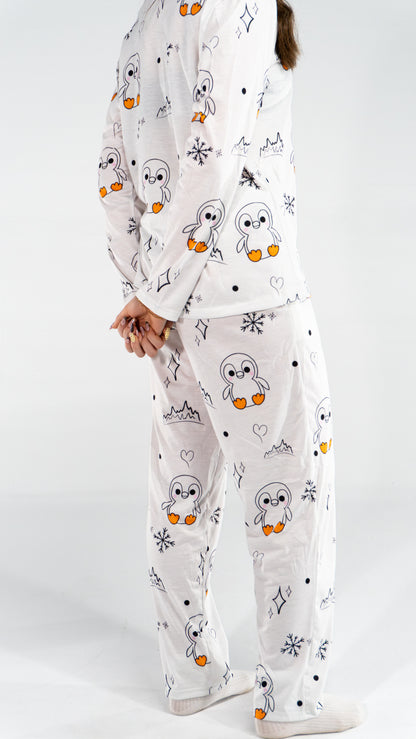 Pyjama à manche longue Pingouin Blanc femme