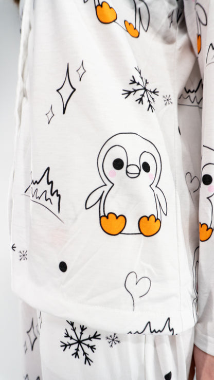 Pyjama à manche longue Pingouin Blanc femme