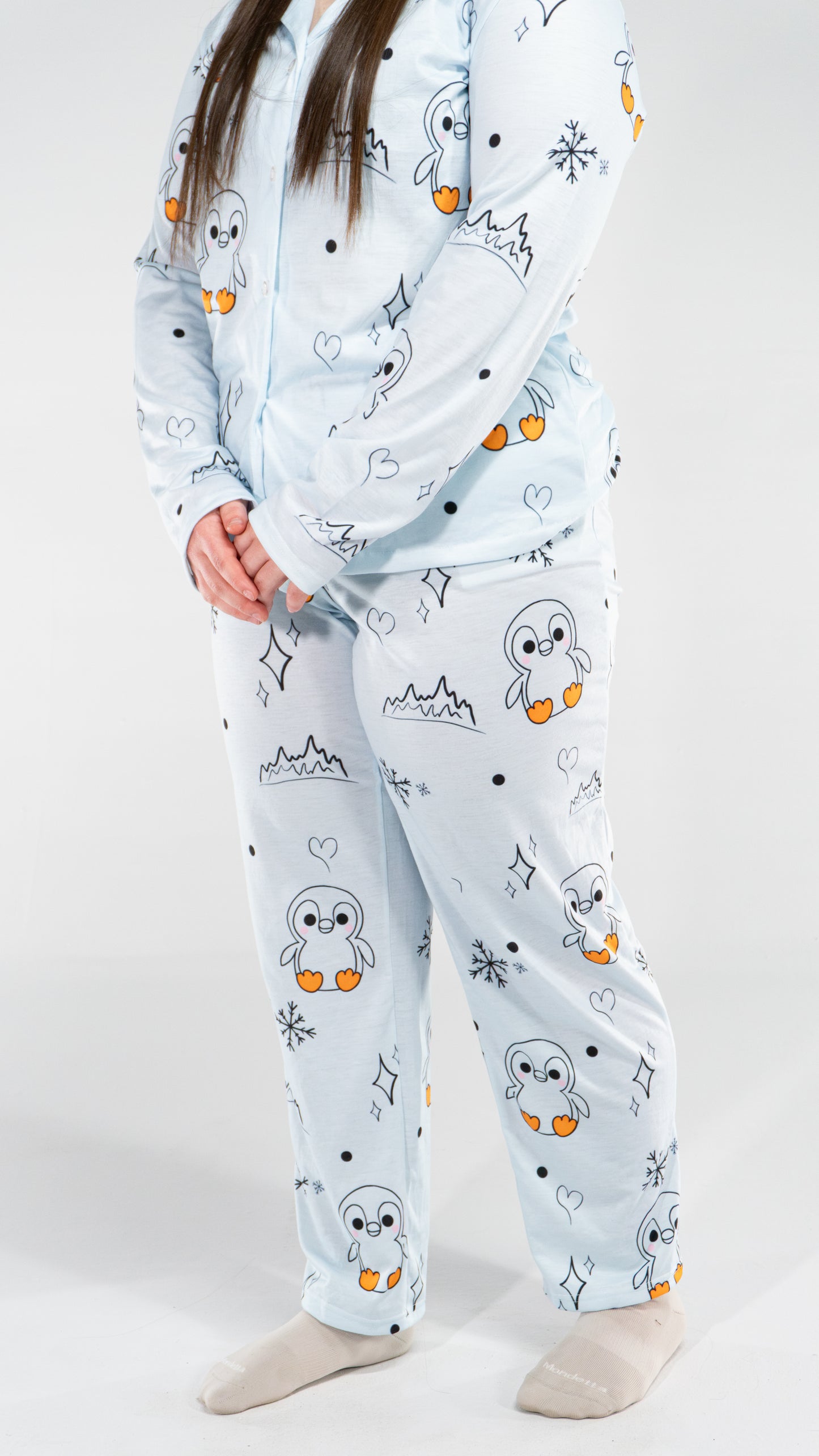 Pyjama à manche longue Pingouin Cyan femme