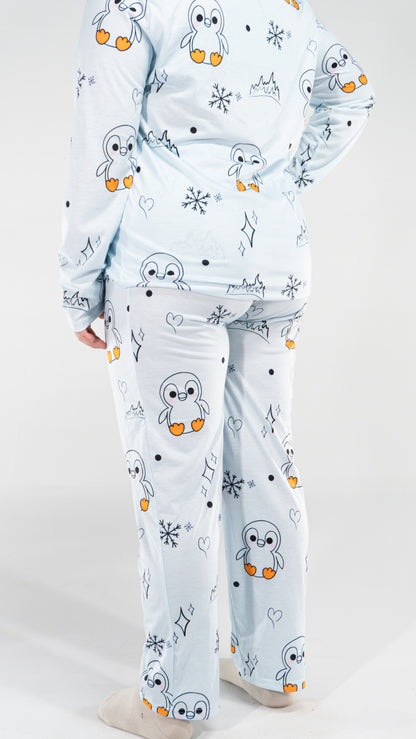 Pyjama à manche longue Pingouin Cyan femme