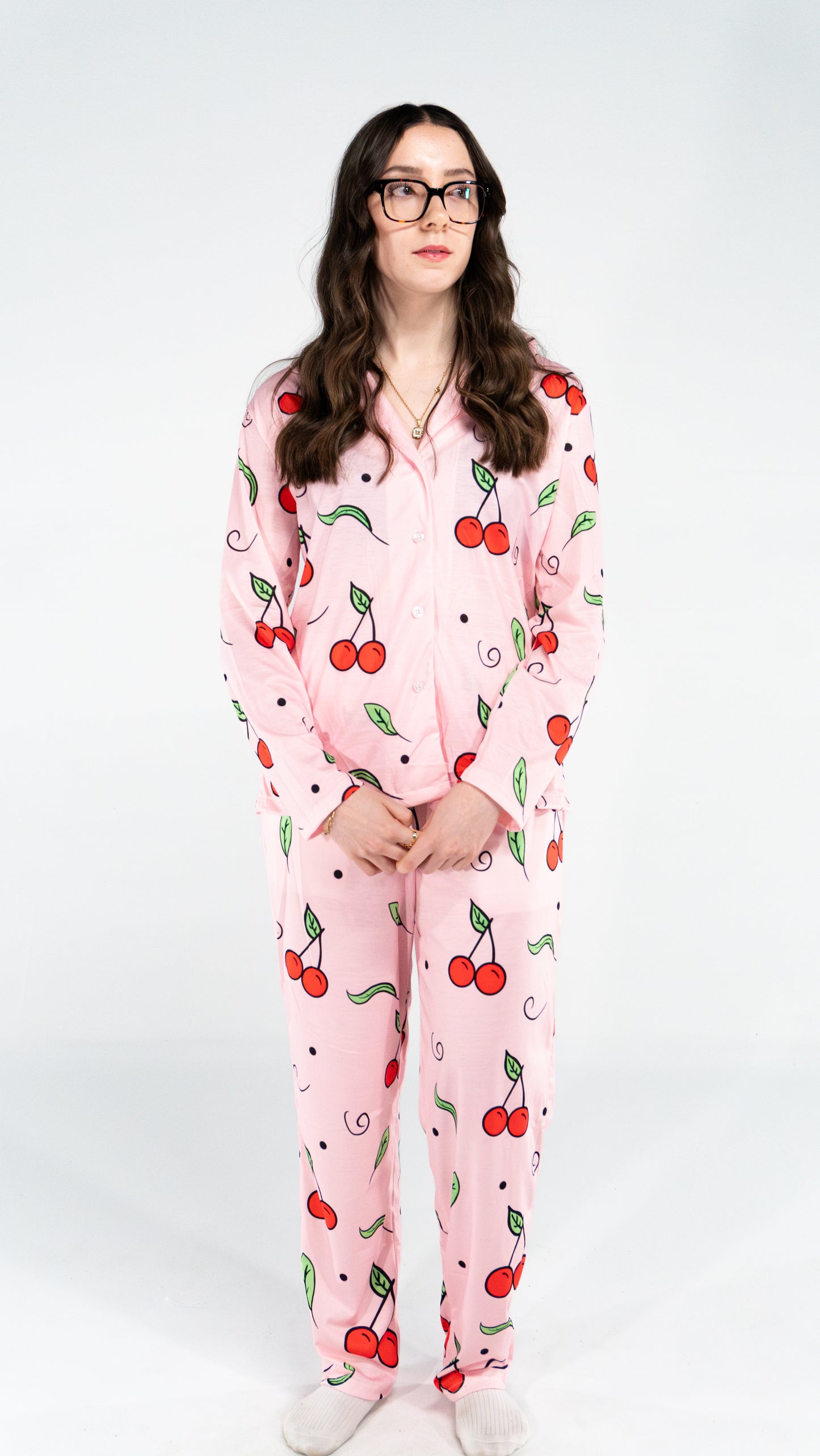 Pyjama à manche longue cerise Rose femme