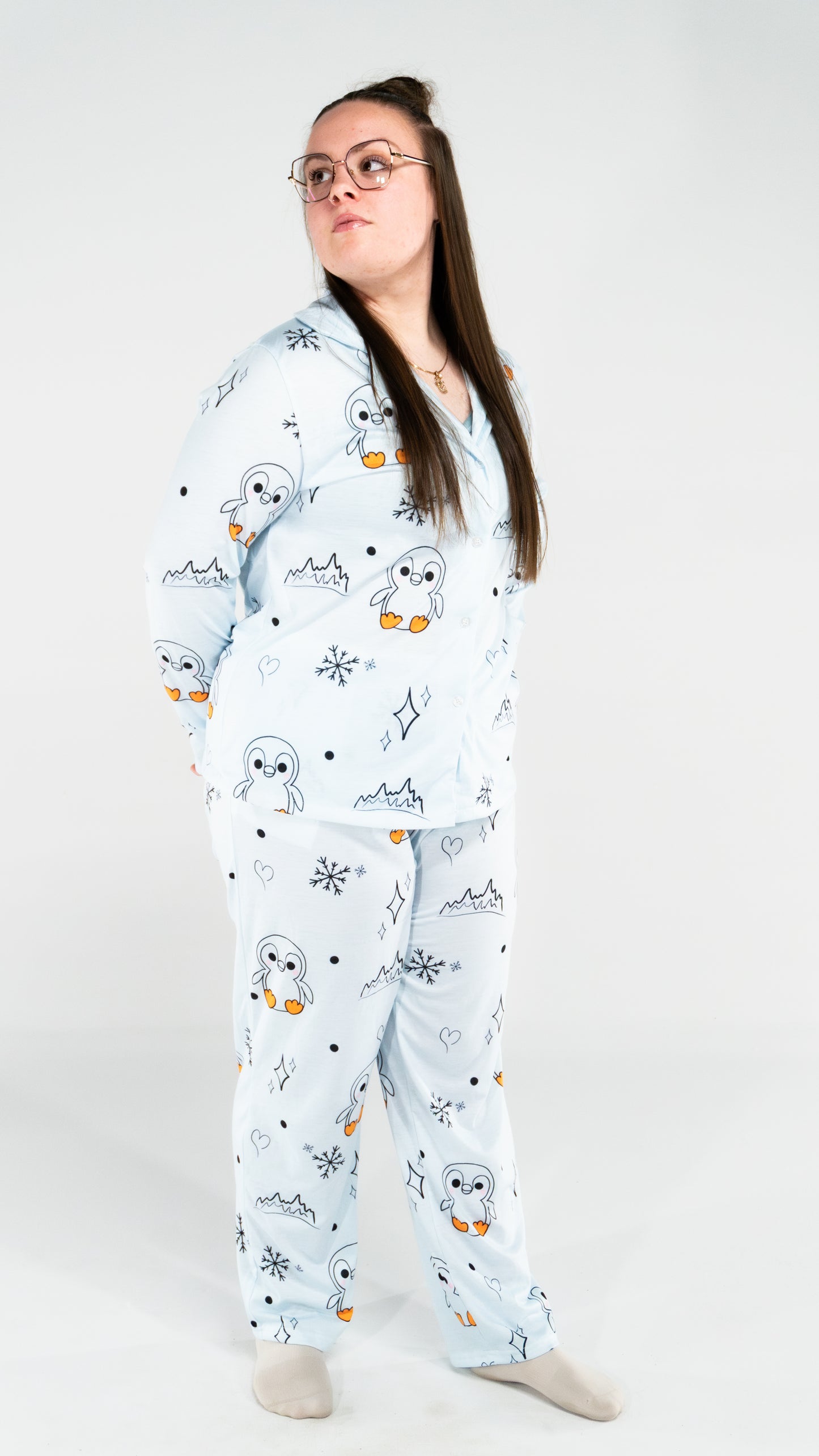 Pyjama à manche longue Pingouin Cyan femme