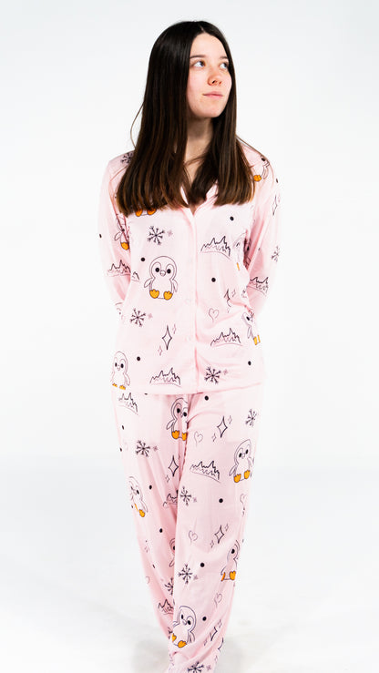 Pyjama à manche longue Pingouin Rose femme