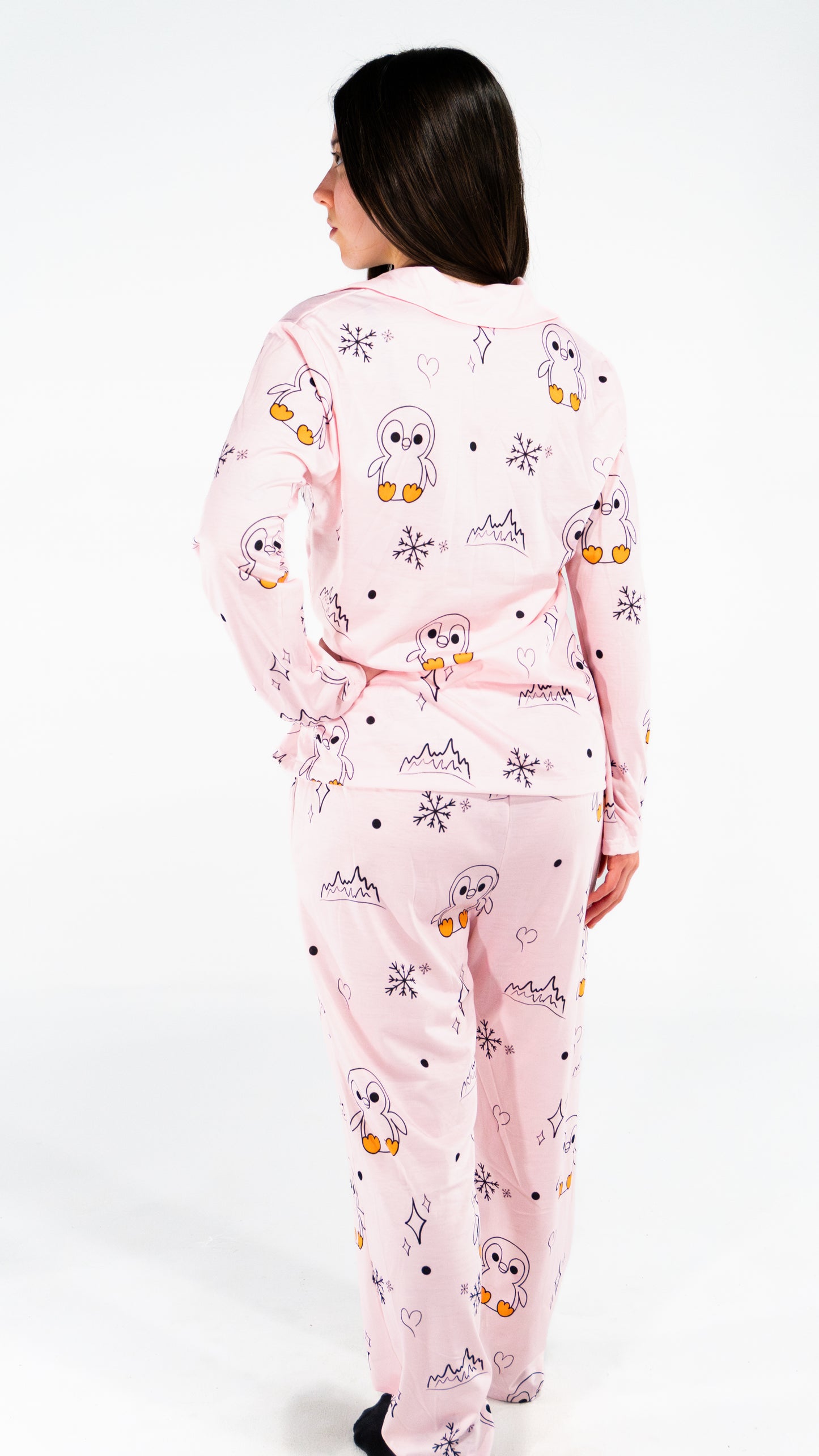 Pyjama à manche longue Pingouin Rose femme
