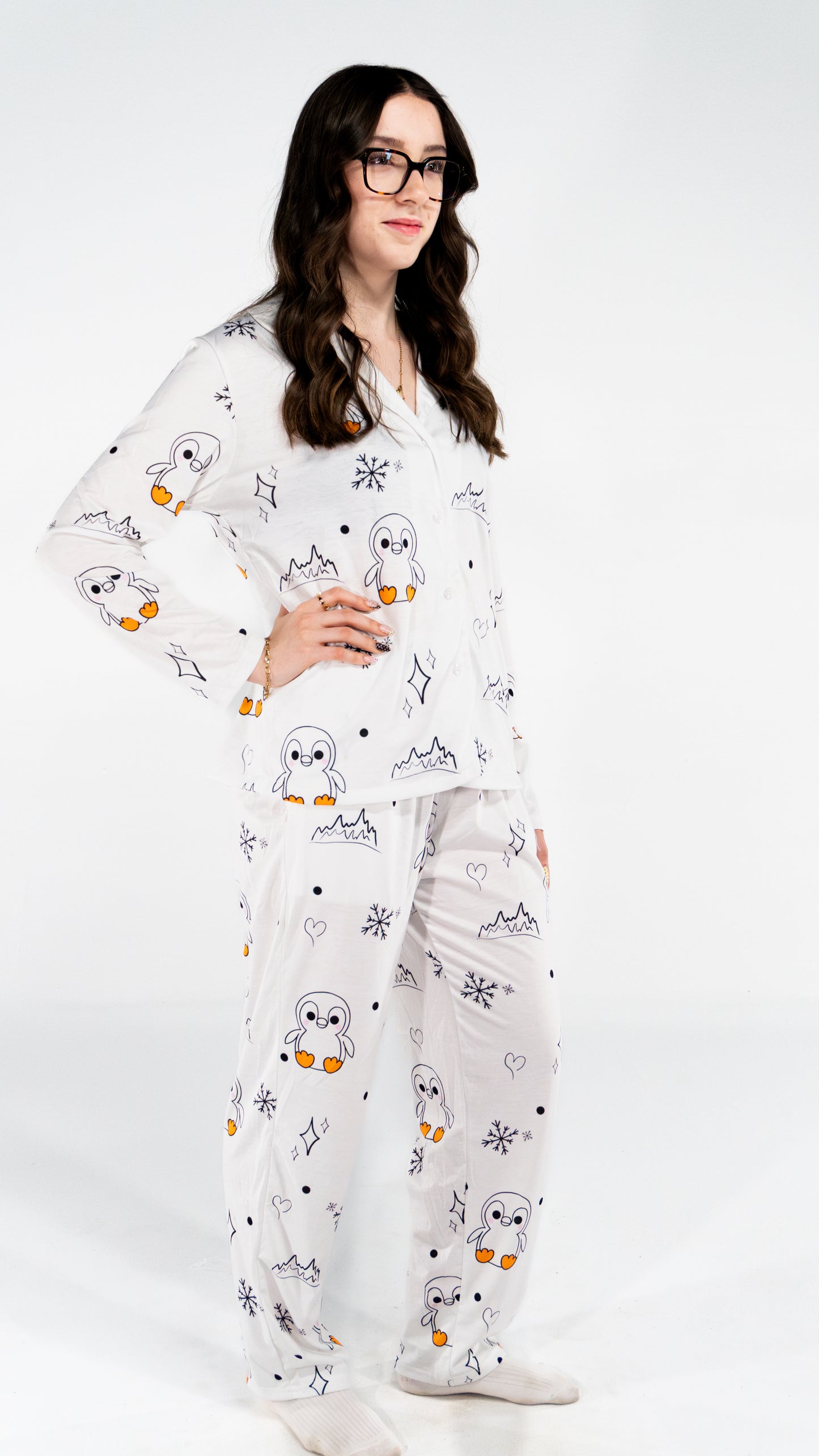 Pyjama à manche longue Pingouin Blanc femme