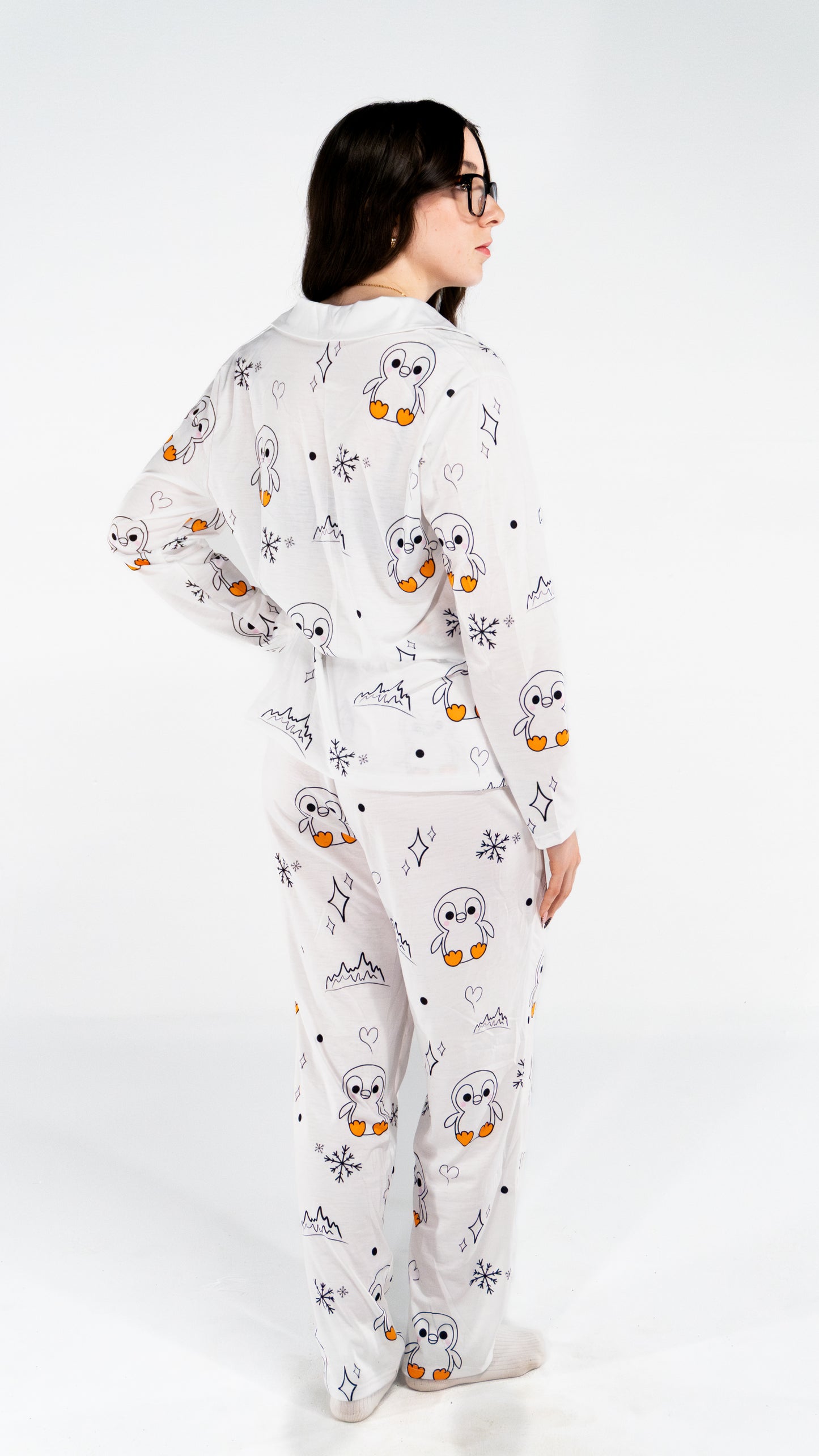 Pyjama à manche longue Pingouin Blanc femme